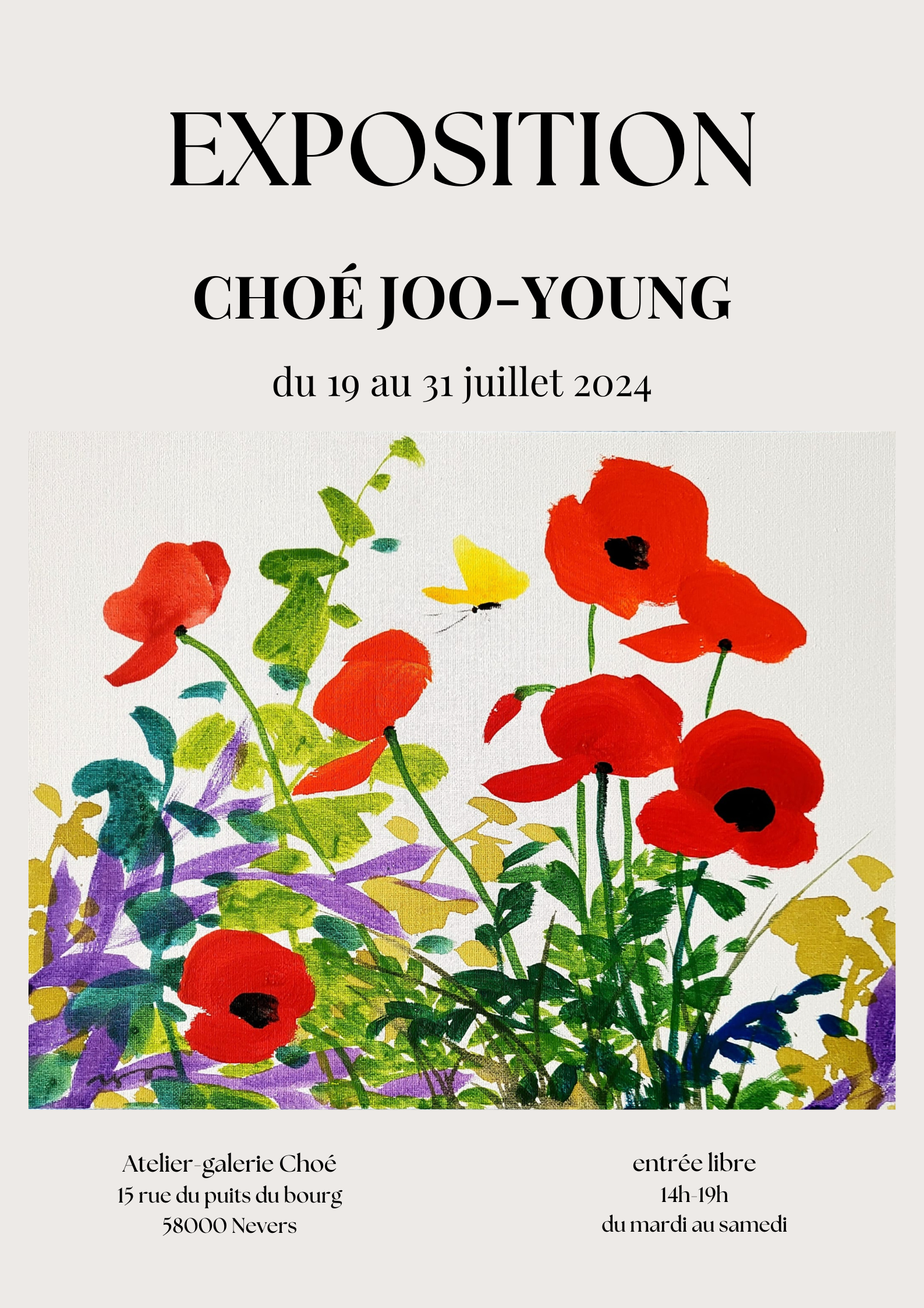 affiche exposition Choé Joo-Young juillet 2024